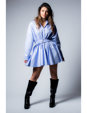 Robe chemise ceinturée manches longues OCEANE