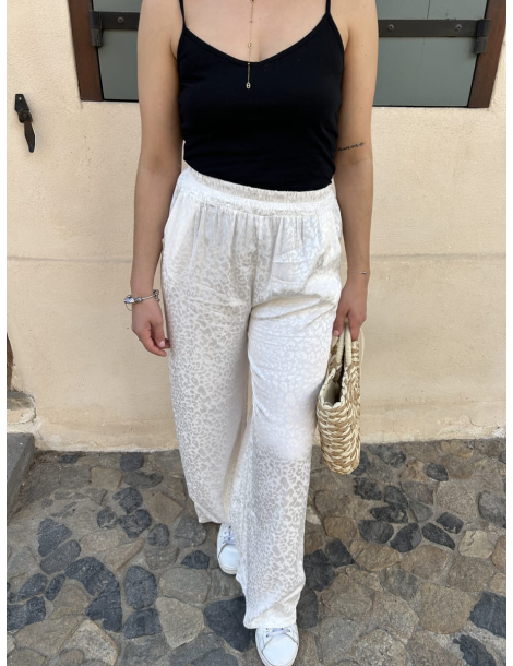 Pantalons satinés léopard (2 coloris)