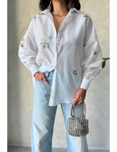 Chemise oversize brodée