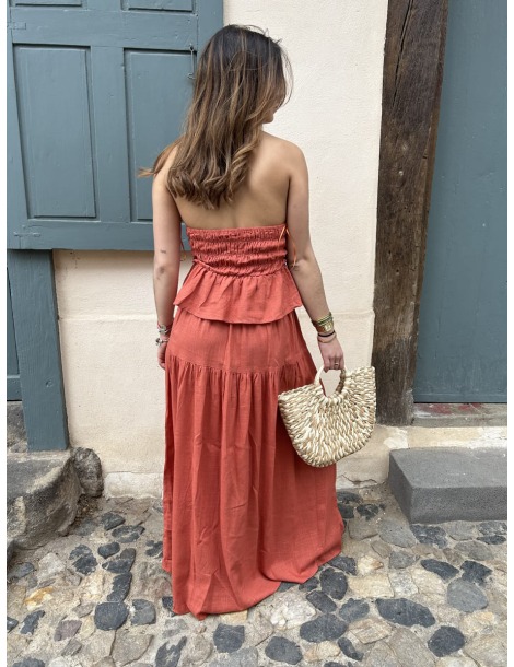 Ensemble top dos-nu & jupe