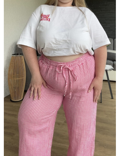 Pantalon vichy CURVY en gaze de coton NAPOLI