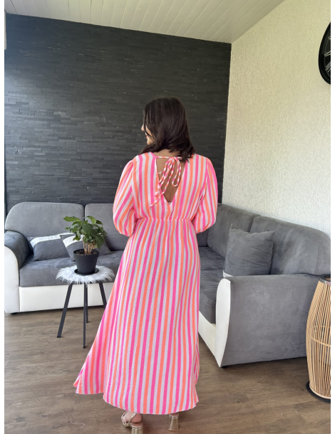Robe longue à rayures en gaze de coton LAGOS