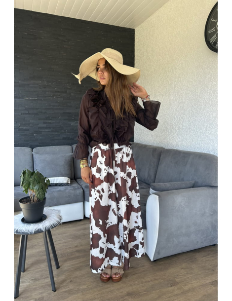 Pantalon à jambes larges à motif vache RUBY